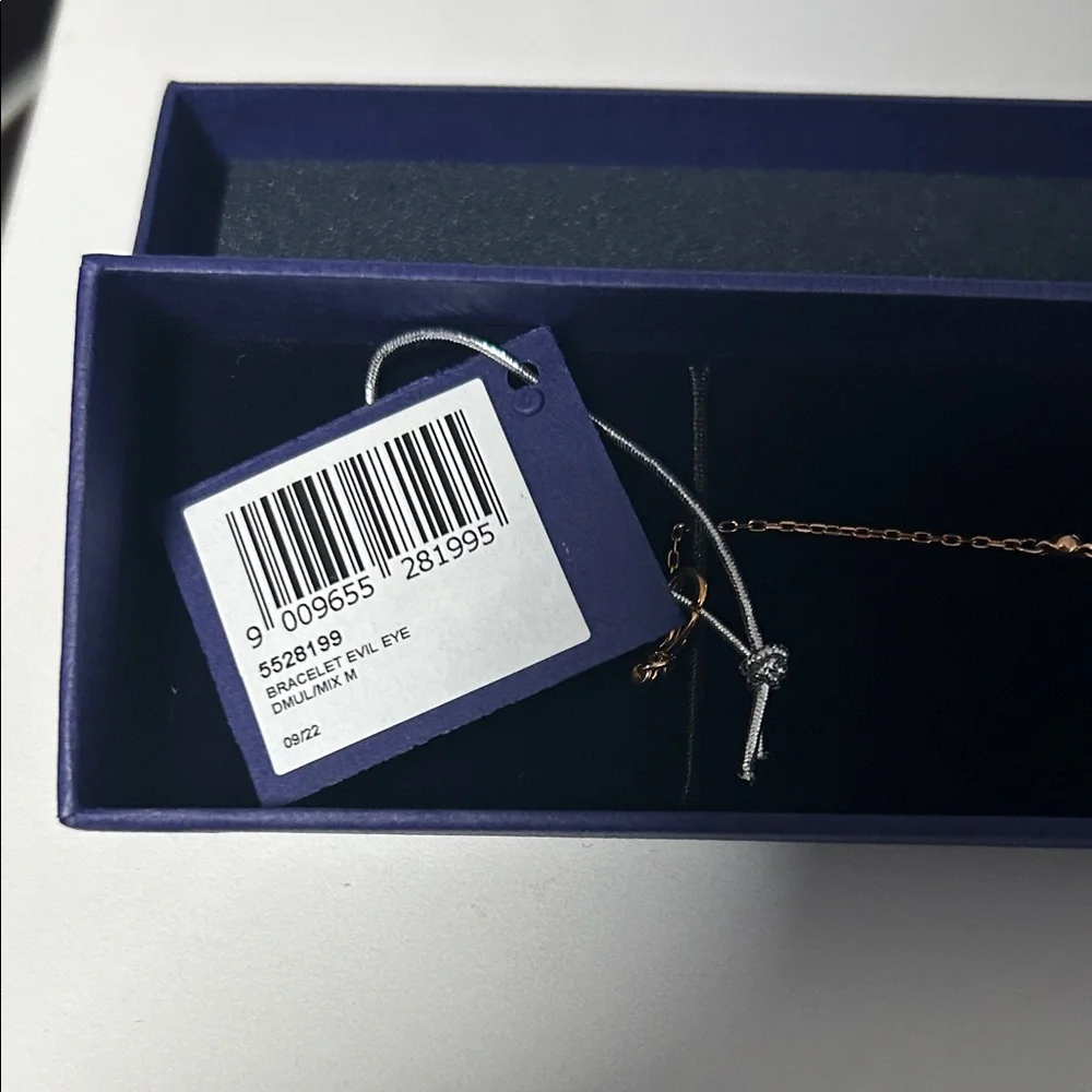 PERFECT 4 VALENTINES - BN NEVER WORN Swarovski Rose Gld Bracelet w/ 🧿 Charm - Picture 2 of 5